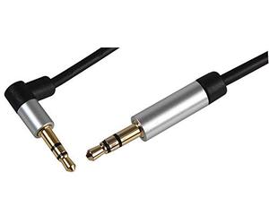 Pro Signal PSG3229-0.5M Slim 3.5mm Stereo Jack Plug to 90 Degree Jack Plug Lead with Aluminium Head shells, 0.5m Black