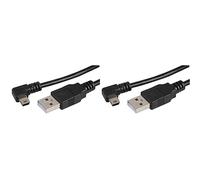 Pro Signal PSG91618 USB A Plug to Right Angle USB Mini B Lead, 1 m, Black (Pack of 2)