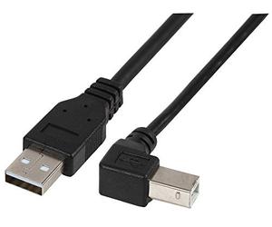 PRO SIGNAL PSG91620 USB A Plug to Left Angled USB B Plug Lead, 1m