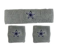 Pro Specialties Group NFL Dallas Cowboys Wristbands & Headband Set, Silver, One Size