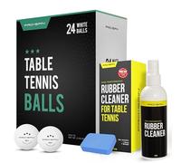 PRO-SPIN Ping Pong Balls & Table Tennis Rubber Cleaner Bundle - 3-Star 40+ ABS Table Tennis Balls for Indoor/Outdoor Play - Professional Paddle Cleaner for Optimal Spin and Rubber Protection