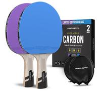 PRO-SPIN Ping Pong Bats - ITTF Approved Professional Table Tennis Rackets with Carbon Fibre for Superior Control | 7-Ply Blade, Premium Rubber, 2.0mm Sponge (Blue|Violet, 2-pack)