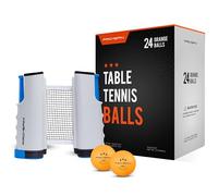 PRO-SPIN Ping Pong Bundle - Retractable Ping Pong Ne & 24 High-Performance Ping Pong Balls - Portable Table Tennis Net for Almost Any Table | Durable 40+ ABS Balls for Consistent Spin and Bounce