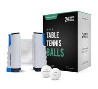 PRO-SPIN Ping Pong Bundle - Retractable Ping Pong Ne & 24 High-Performance Ping Pong Balls - Portable Table Tennis Net for Almost Any Table | Durable 40+ ABS Balls for Consistent Spin and Bounce