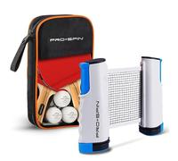 PRO-SPIN Ping Pong Paddles Bundle with Retractable Table Tennis Net - High-Performance Ping Pong Set with 2 Premium Table Tennis Paddles, 3-Star Balls, and Storage Case - Gifts for Families