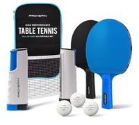 PRO-SPIN Portable Table Tennis Set | Premium All-in-One Kit with Retractable Table Tennis Net for Any Table, Bats, 3-Star Ping Pong Balls & Storage Case (2-Player Set, Ultra-Comfort Paddles)