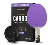 PRO-SPIN Racchetta Ping Pong in Fibra di Carbonio -7 strati, Gomma Offensiva, Spugna 2 mm, Dai il Massimo con la Racchetta Ping Pong Serie Élite in Carbonio (Confezione da 1, Viola)