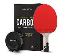PRO SPIN Table Tennis Bats - Carbon Fibre Table Tennis Racket - Superior Control & Spin - Professional Quality Ping Pong Bat - Includes Premium Rubber Protector (Red, 1-Pack)
