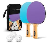 PRO-SPIN Table Tennis Bats - High-Performance Table Tennis Set with Premium 3-Star Ping Pong Balls & Compact Storage Case (2-Player Set, Purple/Blue)