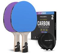 PRO-SPIN Table Tennis Bats | ITTF Approved Rubber | 7-Ply Blade with Carbon Fibre | 2.0mm Sponge | Professional Ping Pong Racket with Protective Cover (2-Pack, Blue/Violet)