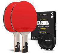 PRO-SPIN Table Tennis Bats | ITTF Approved Rubber | 7-Ply Blade with Carbon Fibre | 2.0mm Sponge | Professional Ping Pong Racket with Protective Cover (2-Pack, Red)