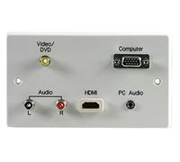 PRO SPRO SIGNAL 2 Gang Multimedia Wall Plate - HDMI, RCA Phono, VGA & 3.5mm Audio Sockets - PELR0062
