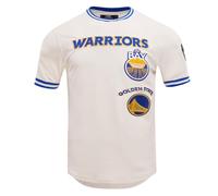 Pro Standard Mens NBA Golden State Warriors Retro Classics Short Sleeve Tee Eggshell/Royal Blue 2XL