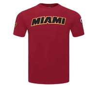 Pro Standard Mens NBA Miami Heat Classic Chenille Short Sleeve Tee Cardinal Red 2XL