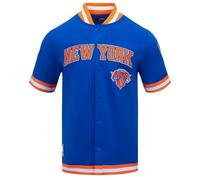 Pro Standard Mens NBA New York Knicks Classic Chenille Button Down Royal Blue/Orange S