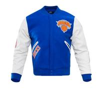 Pro Standard Mens NBA New York Knicks Classic Varsity Jacket Royal Blue/White S