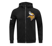 Pro Standard Mens NFL Minnesota Vikings Classic Chenille Full Zip Hoodie Black 2Xl