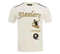 Pro Standard Mens NFL Pittsburgh Steelers Retro Classics Taping Tee Eggshell/Black 2XL