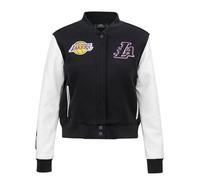 Pro Standard Women's NBA Classic Chenille Ribbed Wool Varsity Jacket, Black/White, S