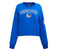 Pro Standard Womens NBA Golden State Warriors Classic Chenille Crewneck Sweatshirt Royal Blue 2XL