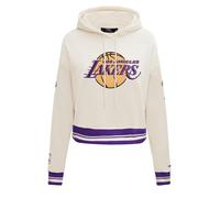 Pro Standard Womens NBA Los Angeles Lakers Retro Classics Cropped Pullover Hoodie Eggshell/Purple S