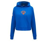 Pro Standard Womens NBA New York Knicks Classic Chenille Cropped Pullover Hoodie Royal Blue S