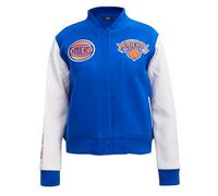Pro Standard Womens NBA New York Knicks Classic Chenille Varsity Jacket Royal Blue/White 2XL