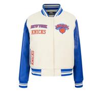 Pro Standard Womens NBA New York Knicks Retro Classics Varsity Jacket Eggshell/Royal Blue L