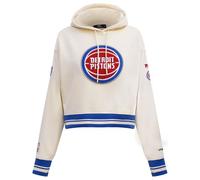 Pro Standard Women's NBA Retro Classics W Rib FLC Cropped Po Hoodie Hooded Sweatshirt, Eggshell/Royal Blue, L
