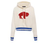 Pro Standard Womens Nfl Buffalo Bills Retro Classics Cropped Pullover Hoodie Eggshell/Royal Blue 2Xl