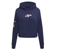 Pro Standard Womens NFL Denver Broncos Classic Chenille Cropped Pullover Hoodie Midnight Navy 2Xl