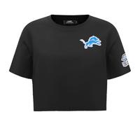 Pro Standard Womens NFL Detroit Lions Classic Chenille Short Sleeve Boxy Tee Black Xs