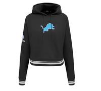 Pro Standard Womens Nfl Detroit Lions Retro Classics Cropped Pullover Hoodie Black L