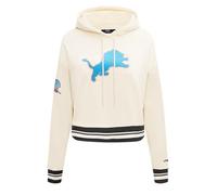 Pro Standard Womens Nfl Detroit Lions Retro Classics Cropped Pullover Hoodie Eggshell/Black 2Xl
