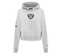 Pro Standard Womens NFL Las Vegas Raiders Classic Chenille Cropped Pullover Hoodie Heather Grey 2Xl