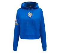 Pro Standard Womens NFL Los Angeles Rams Classic Chenille Cropped Pullover Hoodie Royal Blue Xs