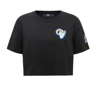 Pro Standard Womens NFL Los Angeles Rams Classic Chenille Short Sleeve Boxy Tee Black Xs