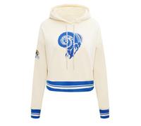 Pro Standard Womens NFL Los Angeles Rams Retro Classics Cropped Pullover Hoodie Eggshell/Royal Blue Xs