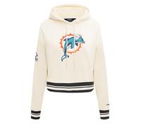 Pro Standard Womens NFL Miami Dolphins Retro Classics Cropped Pullover Hoodie Eggshell/Black Xl