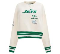 Pro Standard Womens NFL New York Jets Retro Classics Crewneck Sweatshirt Eggshell/Kelly Green S