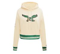 Pro Standard Womens NFL New York Jets Retro Classics Cropped Pullover Hoodie Eggshell/Kelly Green 2Xl