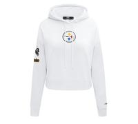 Pro Standard Womens NFL Pittsburgh Steelers Classic Chenille Cropped Pullover Hoodie White S