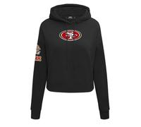 Pro Standard Womens NFL San Francisco 49Ers Classic Chenille Cropped Pullover Hoodie Black 2Xl