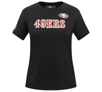 Pro Standard Womens NFL San Francisco 49Ers Classic Chenille Short Sleeve Slim Tee Black Xs