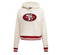 Pro Standard Womens NFL San Francisco 49Ers Retro Classics Cropped Pullover Hoodie Eggshell/Red M