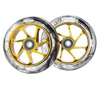 Pro Stunt Scooter Wheels 110mm24mm Watercolor Effect with ABEC-9 Bearings Installed 2-Pack Scooter Replacement Wheels (Black PU Gold Core)
