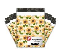 Pro Supply Global 12x15 (50) Sunflowers & Bees Designer Poly Mailers Envelopes Premium Printed Bags