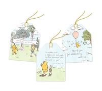 Pro Supply Global 24 Count of 2.5 Inch x 3 Inch Pre Strung Winnie The Pooh Gift Tag Assorted Printed Designs on Large Cardstock Gift Hang Tags - Ideal to Use on Bags