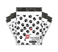 Pro Supply Global Black Paw Prints Designer Poly Mailers - 100 Packs 10"x13" - Ideal Waterproof Self-Sealing Polymailers, Tear-Resistant Shipping Bags, & Printed Mailing Envelopes for Small Business.