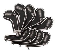 Pro-Tekt Neoprene Golf Club Iron Protectors,Zip Closing Covers,9 Piece Set 3-SW -Black/Silver